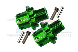 GPM Green Aluminium +13mm Wheel Hex Adapters 2Pcs