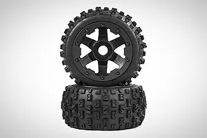 Rovan 4.7/5.5" Baja 5B Rear 2nd Gen Wasterland Tyres on Black Rims - Beadlocked Wheels 2Pcs image 70320