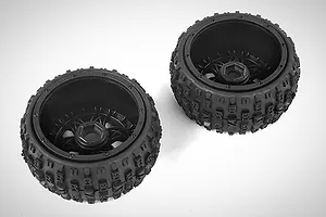 Rovan 4.7/5.5" Baja 5B Rear 2nd Gen Wasterland Tyres on Black Rims - Beadlocked Wheels 2Pcs image 70322