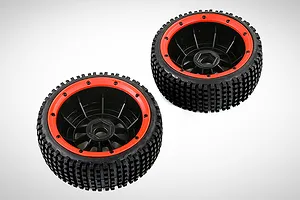 Rovan 4.7/5.5" V5 Dirt Buster Nail Tyres on Red Rims - Beadlocked Wheels 2Pcs image 70330
