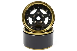 Yeah Racing 1.9" 5 Spoke Graphite Gold Beadlock Rims 2Pcs