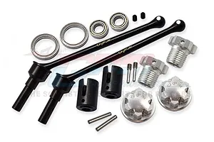 GPM 110mm Hardened Steel Front/Rear CVD Shaft 2Pcs w/ Silver Aluminium Wheel Lock &amp; Hex Claw Set