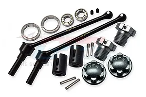 GPM 110mm Hardened Steel Front/Rear CVD Shaft 2Pcs w/ Grey Aluminium Wheel Lock &amp; Hex Claw Set