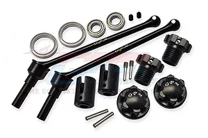 GPM 110mm Hardened Steel Front/Rear CVD Shaft 2Pcs w/ Black Aluminium Wheel Lock &amp; Hex Claw Set