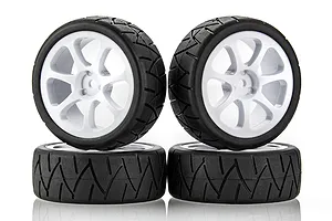 Team Powers 1/10 Touring Car 34s Treaded Radial Tyres w/ White Rims 4Pcs image 71494