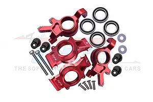 GPM Red Aluminium Oversized Front Steering &amp; Rear Hubs Set