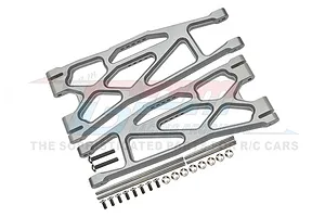 GPM Silver Aluminium Front/Rear Extended Lower Suspension Arms 2Pcs w/ Pins for WideMaxx