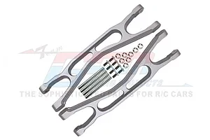 GPM Silver Aluminium Front/Rear Extended Upper Suspension Arms 2Pcs w/ Pins for WideMaxx