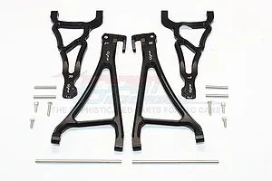 GPM Black Aluminium Front Upper &amp; Lower Suspension Arms 4Pcs w/ Hardware