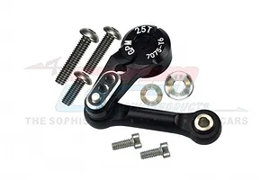 GPM Black Aluminium 25T Servo Horn w/ Tie Rod Set - Silver Inlay Version image 72309