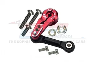 GPM Red Aluminium 25T Servo Horn w/ Tie Rod Set - Silver Inlay Version
