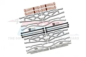 GPM Silver Aluminium WideMaxx Suspension Arms &amp; Carbon Steel Driveshafts Upgrade Set
