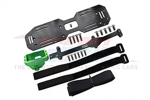 GPM Green Aluminium Servo Mount &amp; Carbon Fibre Battery Compartment Set