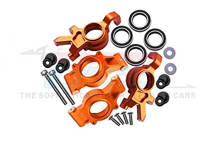 GPM Orange Aluminium Oversized Front Steering &amp; Rear Hubs Set