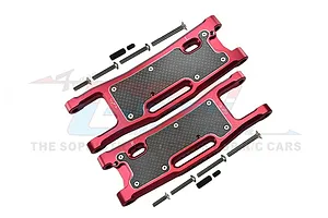 GPM Red Aluminium Rear Lower Suspension Arms 2Pcs w/ Carbon Fibre Protection Plates
