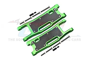 GPM Green Aluminium Rear Lower Suspension Arms 2Pcs w/ Carbon Fibre Protection Plates