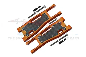 GPM Orange Aluminium Front Lower Suspension Arms 2Pcs w/ Carbon Fibre Protection Plates image 72805