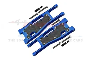 GPM Blue Aluminium Front Lower Suspension Arms 2Pcs w/ Carbon Fibre Protection Plates image 72811