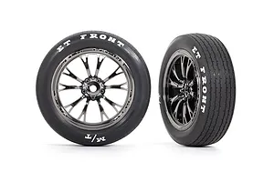 Traxxas 2.2" Mickey Thompson ET Front Tyres on Weld Black Chrome Rims - Glued Wheels 2Pcs image 73073