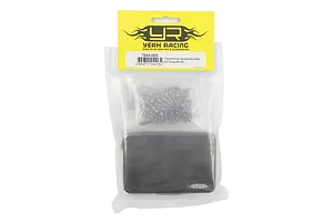 Yeah Racing Titanium Screw Kit for Tamiya MF-01X in a clear plastic bag with a yellow header card and a black storage box.