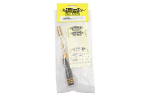 Yeah Racing 8.0mm lock nut driver in black and gold, packaged in a clear plastic bag with a yellow header card and included sticker sheet.