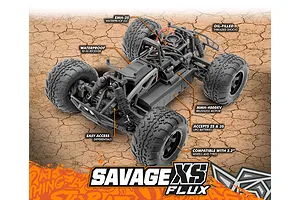 HPI Savage XS Flux RC Monster Truck Electric Brushless 4WD 1/12 Scale RTR - Orange image 73601