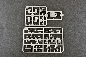 Two grey plastic model kit sprues labeled B and C containing various small ship parts for a 1/700 scale model.