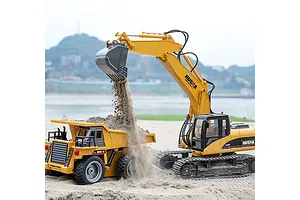 HuiNa 1540 Dump Truck RC Construction Vehicle Electric 4WD 1/18 Scale RTR - Yellow image 74504