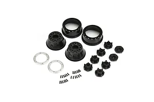 Pro-Line 2.2/3.0" Raid Black Bead-Loc Rims 2Pcs w/ Silver Beadlock Rings image 74706