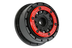 Pro-Line 2.2/3.0" Raid Black Bead-Loc Rims 2Pcs w/ Red Beadlock Rings image 74709