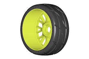 GRP 3.1" GT-Y03 Revo XB3 Soft Compound Tyres on Yellow Spoke Flex Rims - Glued Wheels 2Pcs image 76201