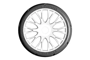 GRP 3.1" GT-T03 Revo XM5 Medium Compound Tyres on White Spoke Flex Rims - Glued Wheels 2Pcs image 76242