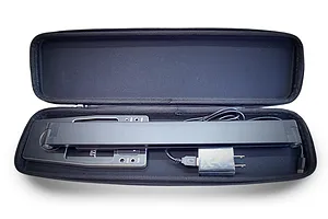 Team Powers LED Pit Light Pro folded inside its black zippered protective carrying case with a USB power adapter and cable.