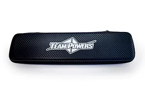 A black, carbon-fiber textured carrying case for the Team Powers LED Pit Light Pro, featuring the Team Powers logo in white on the front.