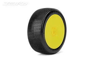 Jetko 1/8 Marco Ultra Soft Tyres on Yellow Dish Rims - Glued Wheels 2Pcs