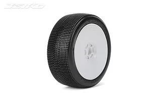 Jetko 1/8 Lesnar Ultra Soft Tyres on White Dish Rims - Glued Wheels 2Pcs image 77544