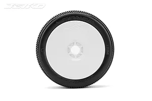 Jetko 1/8 Lesnar Ultra Soft Tyres on White Dish Rims - Glued Wheels 2Pcs image 77545