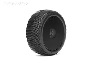 Jetko 1/8 Red Devil Super Soft Tyres on Black Dish Rims - Glued Wheels 2Pcs