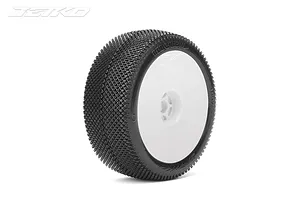 Jetko 1/8 Red Devil Super Soft Tyres on White Dish Rims - Glued Wheels 2Pcs