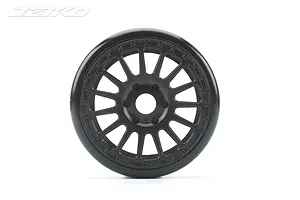 Jetko 1/8 Buster Ultra Soft Belted Tyres on Black Radia Rims - Glued Wheels 2Pcs image 2