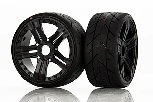 Jetko 1/8 Vertex Ultra Soft Belted Tyres on Claw Black Rims - Glued Wheels 2Pcs