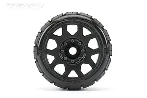 Jetko 3.6" Tomahawk SGT Medium Soft Belted Tyres on (1/2" Off Set) Black Claw Rims - Glued Wheels 2Pcs image 77583