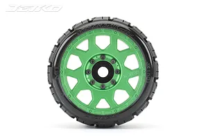 Jetko 3.6" Tomahawk SGT Medium Soft Belted Tyres on Metal Green Claw Rims - Glued Wheels 2Pcs image 77591