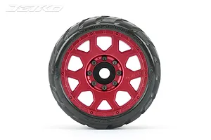 Jetko 3.6" King Cobra SGT Medium Soft Belted Tyres on Metal Red Claw Rims - Glued Wheels 2Pcs image 77624