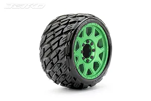 Jetko 3.6" Rockform SGT Medium Soft Belted Tyres on Metal Green Claw Rims - Glued Wheels 2Pcs image 77636