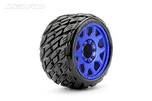 Jetko 3.6" Rockform SGT Medium Soft Belted Tyres on Metal Blue Claw Rims - Glued Wheels 2Pcs image 77641