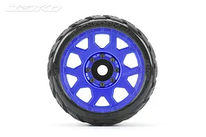 Jetko 3.6" Rockform SGT Medium Soft Belted Tyres on Metal Blue Claw Rims - Glued Wheels 2Pcs image 77642