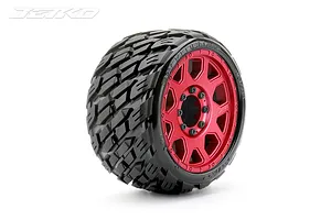 Jetko 3.6" Rockform SGT Medium Soft Belted Tyres on Metal Red Claw Rims - Glued Wheels 2Pcs image 77646