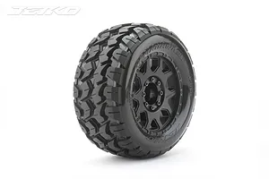 Jetko 3.6" Tomahawk MT Medium Soft Belted Tyres on (1/2" Off Set) Black Claw Rims - Glued Wheels 2Pcs image 77651