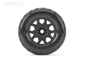 Jetko 3.6" Tomahawk MT Medium Soft Belted Tyres on (1/2" Off Set) Black Claw Rims - Glued Wheels 2Pcs image 77652